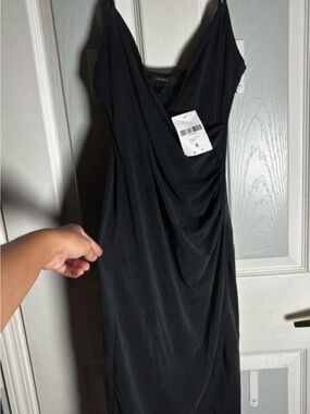Black Draped Slip Dress